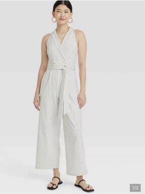 a new day Striped Sleeveless V-Neck Wide-Leg Jumpsuit XXL
